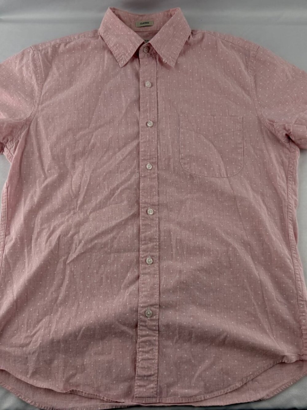 J.Crew Men's Pink Polka Dot Secret Wash Stretch Short Sleeve Shirt Size M